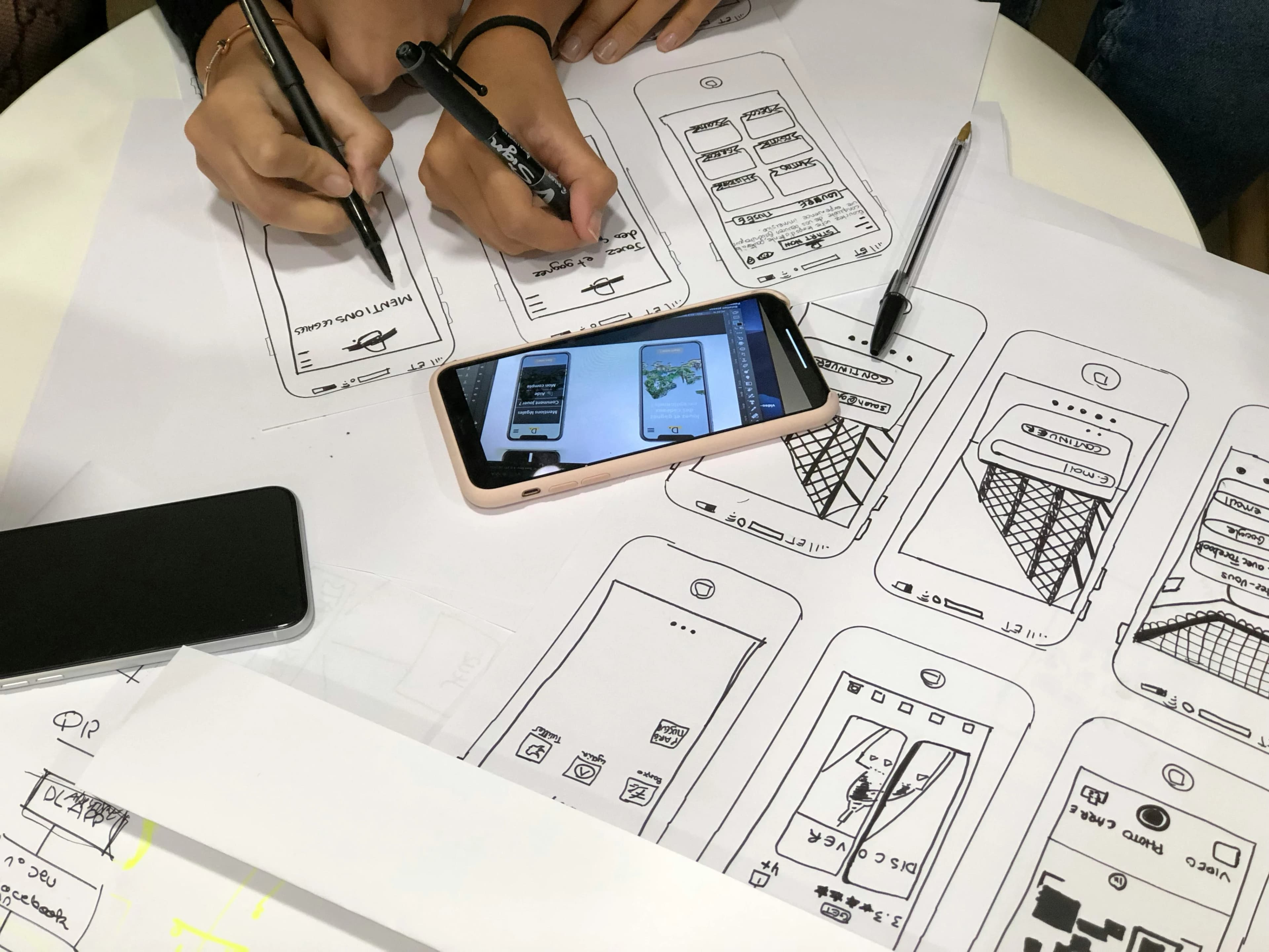 Mobile app design interface on a smartphone